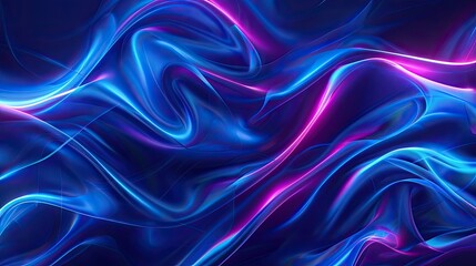 Obraz premium Abstract blue neon illustration with smooth waves, ideal for tech concepts