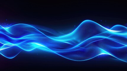 Abstract blue neon illustration with smooth waves, ideal for tech concepts