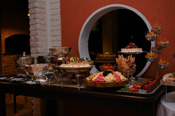 buffet table, party buffet, self-service restaurant, food on a banquet, table with food, buffet...