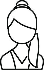 Simple line drawing of a young woman with her hair tied up in a bun, conveying a sense of style and simplicity