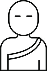 Simple line icon of a buddhist monk wearing a traditional kashaya robe, symbolizing simplicity and spiritual devotion