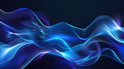 Blue neon illustration with smooth, elegant waves for contemporary designs
