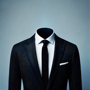 A striking and surreal image of a headless suit, symbolizing anonymity and the faceless nature of corporate life