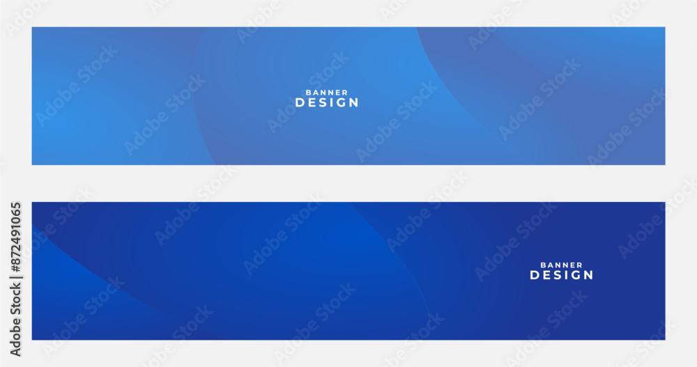 Aufkleber set of blue banners with abstract gradient background with curve