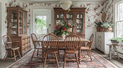 Rustic Dining Room with Vintage Decor