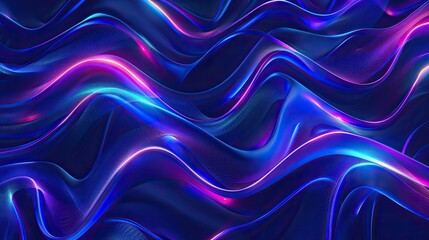 Elegant blue neon illustration background with fluid waves