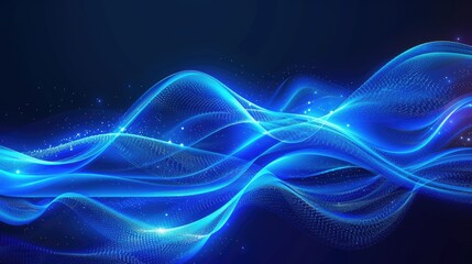Fototapeta premium Elegant blue neon waves illustration, suitable for sophisticated designs