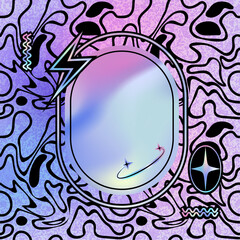 Holographic Retro Seamless Pattern Pack in gradient Colors. Abstract trippy background with with liquid flowing lines in holographic rainbow colors.