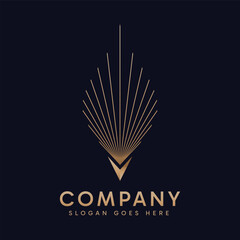 An abstract luxury geometric logo combines sophisticated design elements with geometric shapes to create a visually striking and elegant symbol. 