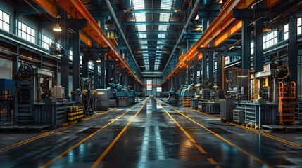Fototapeta premium Modern Industrial Warehouse Interior