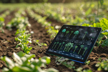 Tablet display of smart farming sensors data