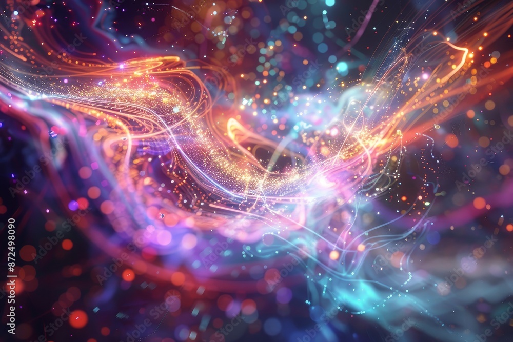 Poster a visually stunning depiction of a quantum network, showcasing the potential future advancements in 