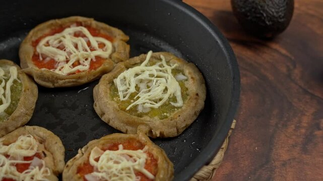 Mexican picaditas with cheese from Oaxaca
