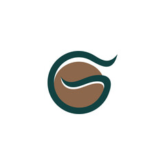 letter g coffee bean simple curves aroma logo vector