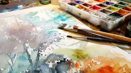 Fototapeta premium As I painted with watercolor, I felt a sense of connection to the medium itself, as if it were an extension of my own creative spirit.