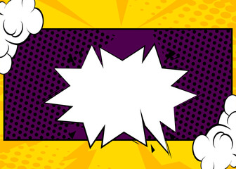 Cartoon blank speech bubble, comic book classic background. Retro vector comics pop art design.