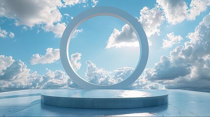 Minimalist Sculpture Against a Cloudy Sky