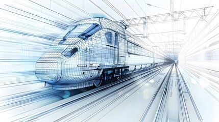 Futuristic High Speed Train Component Blueprints and Infographic