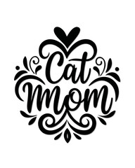 Obraz premium Cat mom, Typography T-shirt Design Vector Art illustration for Mother's Day, mom, mama