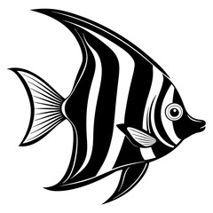 a cute Angelfish vector silhouette illustration