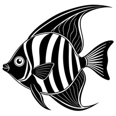 a cute Angelfish vector silhouette illustration
