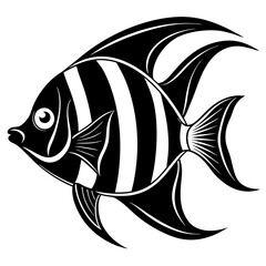 a cute Angelfish vector silhouette illustration