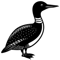 Arctic Loon bird stands icon vector silhouette