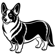 corgi dog, clear and smooth lines vector silhouette illustration
