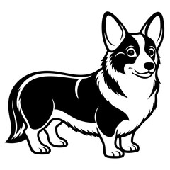 corgi dog, clear and smooth lines vector silhouette illustration