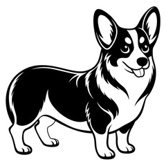 corgi dog, clear and smooth lines vector silhouette illustration
