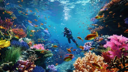 Fototapeta premium A CG 3D render of an underwater scene