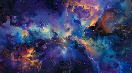 Obraz premium Aerial view of a vibrant space nebula