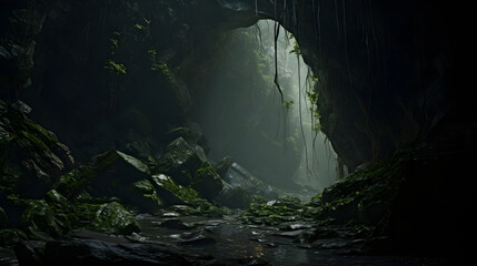 Mysterious Cavernous Expanse: A Spectacle of Nature's Formidable Beauty and Uncharted Darkness