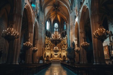 Obraz premium A Tranquil Interior of a Grand Cathedral