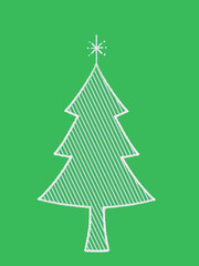 クレヨンで描いたツリーの手書きイラスト　緑