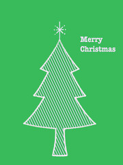 クレヨンで描いたツリーの手書きイラスト　緑　ロゴ入り