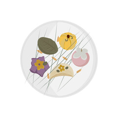 Vector illustration logo Clip art Top View Songpyeon Traditional korean Chuseok cake