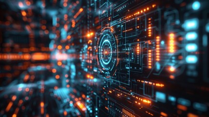 Obraz premium Advanced AI system identifying and mitigating cyber risks in real-time, showcasing the cutting-edge technology of artificial intelligence in cybersecurity