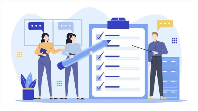 to do list check list by teamwork business animated illustration video