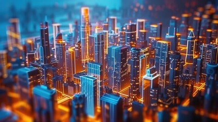 Futuristic Cityscape with Neon Lights