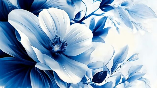 posters with abstract floral backgrounds in blue and white colors