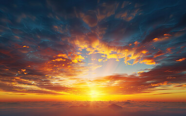 Fototapeta premium Radiant Sunrise with Illuminated Clouds