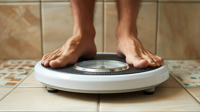 Man standing on a scale checking his weight