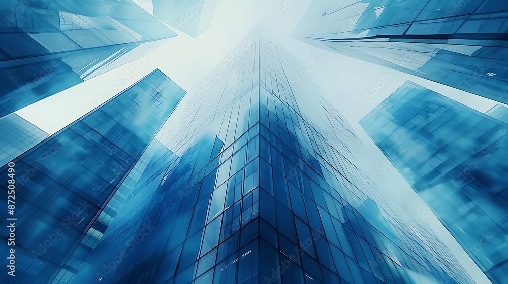 Aufkleber abstract background with modern glass skyscrapers, double exposure effect. the building is made of t