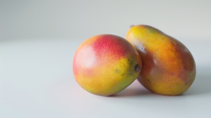 Two Ripe Mangoes on a White Background