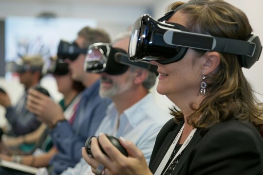 Immersive Technology: A Group of People Experience Virtual Reality