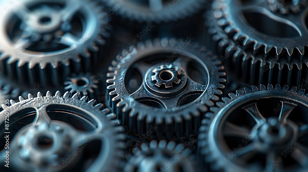 Aufkleber a close-up of gears in motion, symbolizing the seamless integration and complexity of mechanical eng