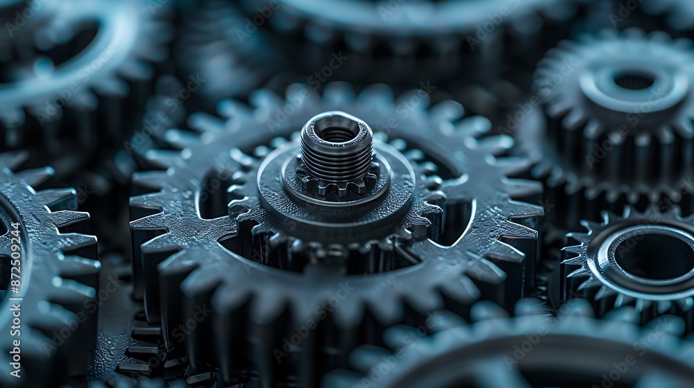 Aufkleber a close-up of gears in motion, symbolizing the seamless integration and complexity of mechanical eng
