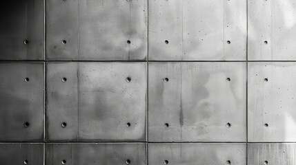 Minimalist Grey Concrete Wall with Geometric Pattern and Bolt Details