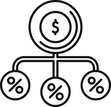 Money distribution system showing percentages with dollar sign icon